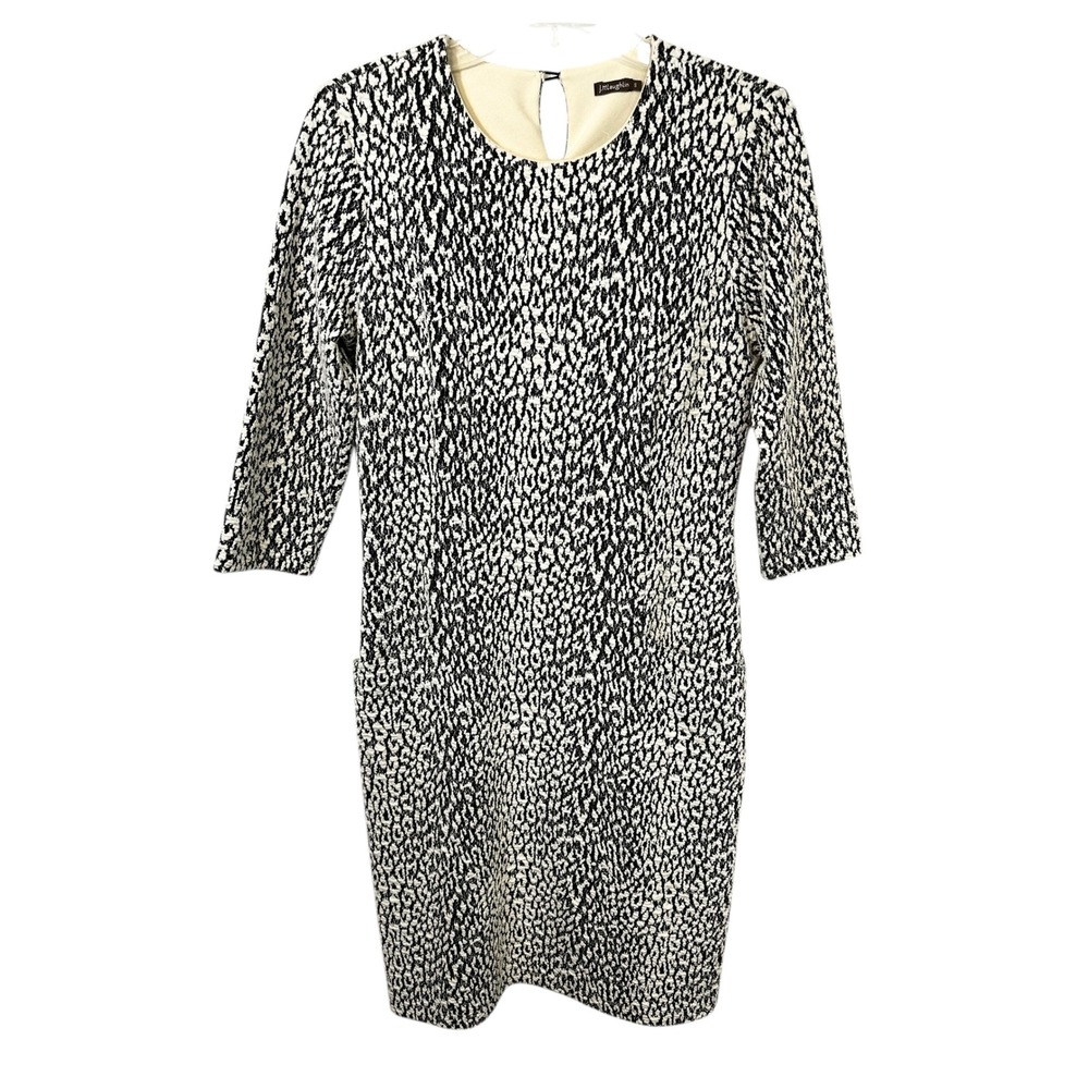 J. McLaughlin Small Dress Black White Abstract‎ Shift Pockets Career Mature 217